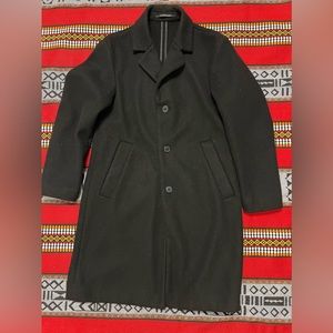 H&M Black Wool Blend Overcoat - Size Small